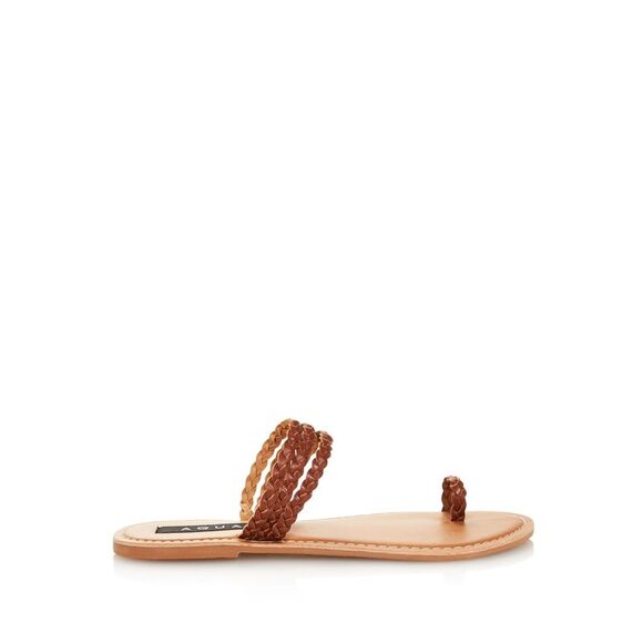 AQUA Shoes - AQUA Womens Brown Braided Slay Open Toe Slip On Leather Gladiator Sandles 10 M